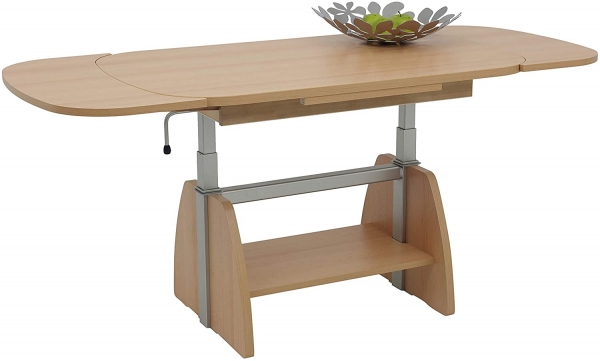 Couchtisch Colin Buche | Lift | ausziehbar + höhenverstellbar | B/T/H 107-156x67x52-71cm